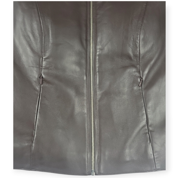 New LAMARQUE Oceana Fitted Leather Jacket Women’s Sz XS Brown NWT $595-$635 MSRP - Picture 10 of 16